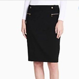 Calvin Klein Black Pencil Skirt with Gold Details